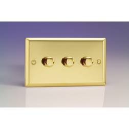 Varilight JVDP303 Victorian Polished Brass 3 Gang 2-Way Push On/Off LED Dimmer 0-120W V-Pro