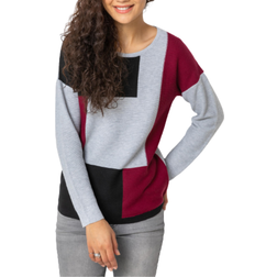 Roman Colour Block Ribbed Jumper - Bordeaux