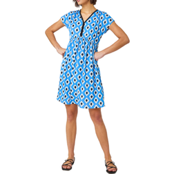 Roman Contrast Geometric Print Stretch Dress - Blue