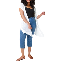 Roman Curve Cap Sleeve Longline Cardigan - Ivory