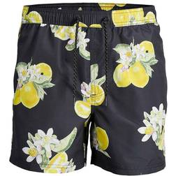 Jack & Jones Intelligence – Citronmönstrade badshorts-Svart/a