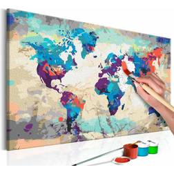 Artgeist DIY lærred maleri World Map Blue Billede