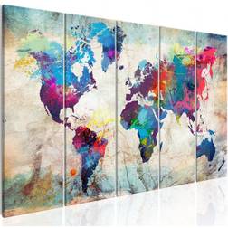 Artgeist Canvas - World Map: Cracked Wall 200x80 Tavla