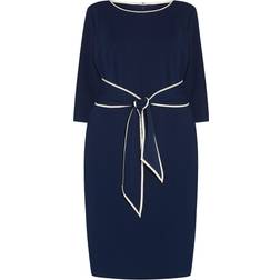 Adrianna Papell Crepe Tie Dress - Navy Sateen/Ivory