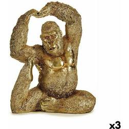 Gift Decor Figura Decorativa Yoga Gorila Dorado 14 x 30 x 25.5 cm (3 Unidades) Figurita