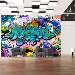 Artgeist Fototapet Graffiti: blue theme 100 x 70 cm