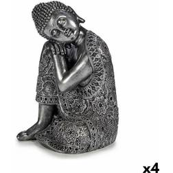 Gift Decor Buddha Siddende Sølvfarvet Dekorationsfigur