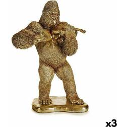 Gift Decor Gorilla Violin Gylden Dekorationsfigur