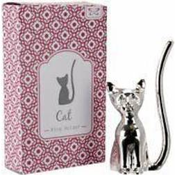 The Home Fusion Company Jewellery Ring Organiser Cat Silver Plated Storage Stand Display