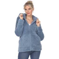 White Mark Women's Sherpa Hoodie, Medium, Blue