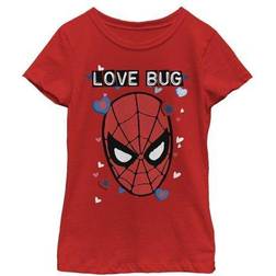 Marvel Girl Spider-Man Candy Heart Love Bug Graphic Tee Red