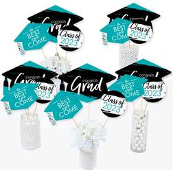 Big Dot of Happiness Teal 2023 Graduation Party Centerpiece Sticks Table Toppers Set 15