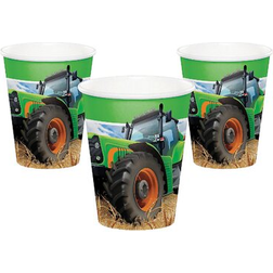 Fun Express Tractor party paper cups, party supplies, 8 pieces