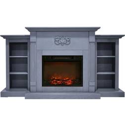 Cambridge Sanoma 72 in. Electric Fireplace with Charred Log Insert in Blue, Slate Blue