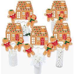 Big Dot of Happiness Gingerbread christmas holiday party centerpiece sticks-table toppers-set 15