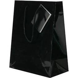 Jam Paper Large Glossy Gift Bags 10 x 13 x 5 Black 6/Pack