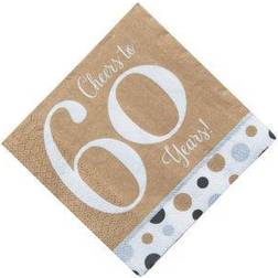 Fun Express Cheers to 60 years beverage napkins, party supplies, 16 pieces