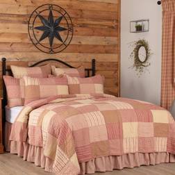 VHC Brands Sawyer Mill Red Farmhouse Patchwork Blankets Beige