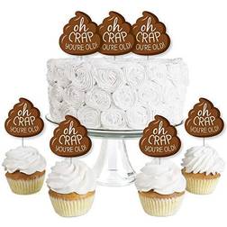 Big Dot of Happiness crap, you're old dessert cupcake toppers poop party