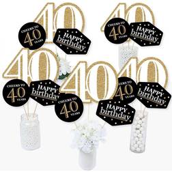 Big Dot of Happiness Adult 40th birthday gold centerpiece sticks table toppers set 15