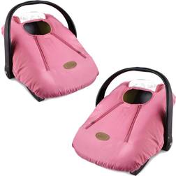 Cozybaby original infant car seat cover with dual zippers and elastic edge, pink