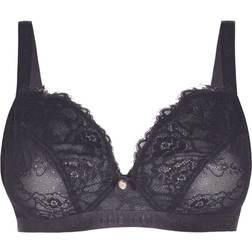 Oola Lace & Logo Non Wired Soft Bra Plus Size - Black