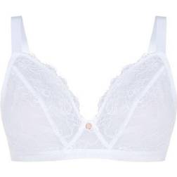 Oola Lace & Logo Non Wired Soft Bra Plus Size - White