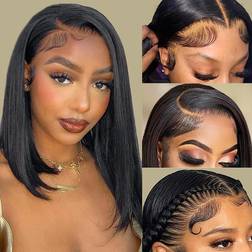 Superfect 13x4 HD Straight Lace Frontal Bob Wig 14 inch Natural Black