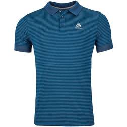 Odlo Men's Nikko Dry Polo Shirt - Saxony Blue/Blue Wing Teal Stripes