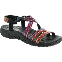 Skechers Reggae SEW ME Boho Woven Strappy Slingback Sandal - Black