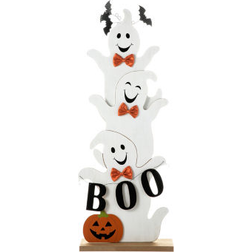 GlitzHome 37.5"H Halloween Wooden Ghost Wall Decor