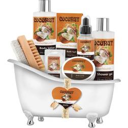 Royal Craft Wood Holiday Relaxing Spa Gift Baskets For Women- Bath Body Gift Coconut Spa Kit