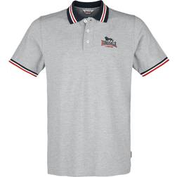 Lonsdale Men's OCCUMSTER Polo Shirt, Marl Grey/Navy/Red