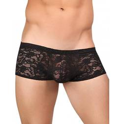 Male Power Stretch Lace Mini Short - Black