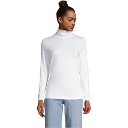 Lands' End Women LWCM Shaped Turtleneck White Petite