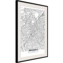 Artgeist Inramad Tavla City map: Brussels 20x30 Poster