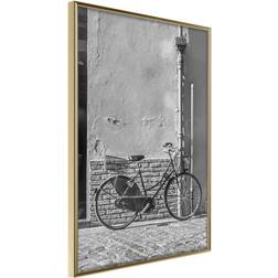 Artgeist Inramad Tavla Bicycle with Black Tires Guldram Poster