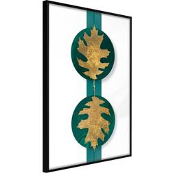 Artgeist Inramad Gilded Oak Leaves - 30x45 Poster