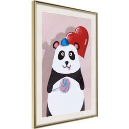 Artgeist Inramad Tavla Happy Panda 40x60 Guldram Poster