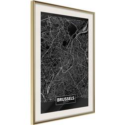 Artgeist Inramad Tavla City Map: Brussels Dark Poster