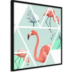 Artgeist Inramad Tavla Tropical Mosaic with Flamingos Square Poster