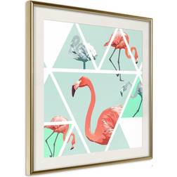 Artgeist Inramad Tavla Tropical Mosaic with Flamingos Square Poster