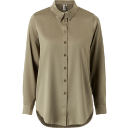 Only Victoria LS Loose Satin Shirt Brindle