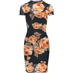 Urban Classics Kort kl nning av Mesh Double Layer Dress Dam svart/orange