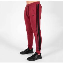 Gorilla Wear Banks Pants Rot/Schwarz zum Sport Freizeit Arbeit Outdoor Bequem Joggen Baumwolle Polyester Laufen Streifen auf den Beinen Halt mit Logo eng