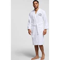 Karl Lagerfeld Address Logo Towelling Bathrobe, White