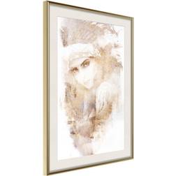 Artgeist Inramad Tavla Mysterious Look Beige Guldram Poster