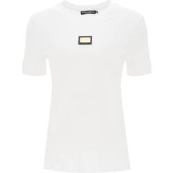 Dolce & Gabbana T Shirt With Logoed Metal Plaque