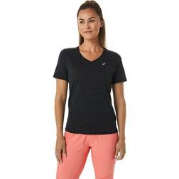 Asics Women's Race V-Neck SS Top, XS, Performance Black/Charcoal Grey