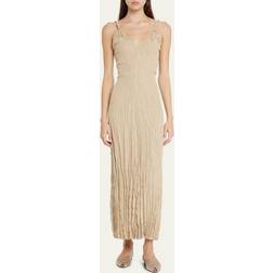 Toteme Beige Crinkled Maxi Dress 809 OVERCAST BEIGE DK